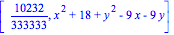 [10232/333333, x^2+18+y^2-9*x-9*y]